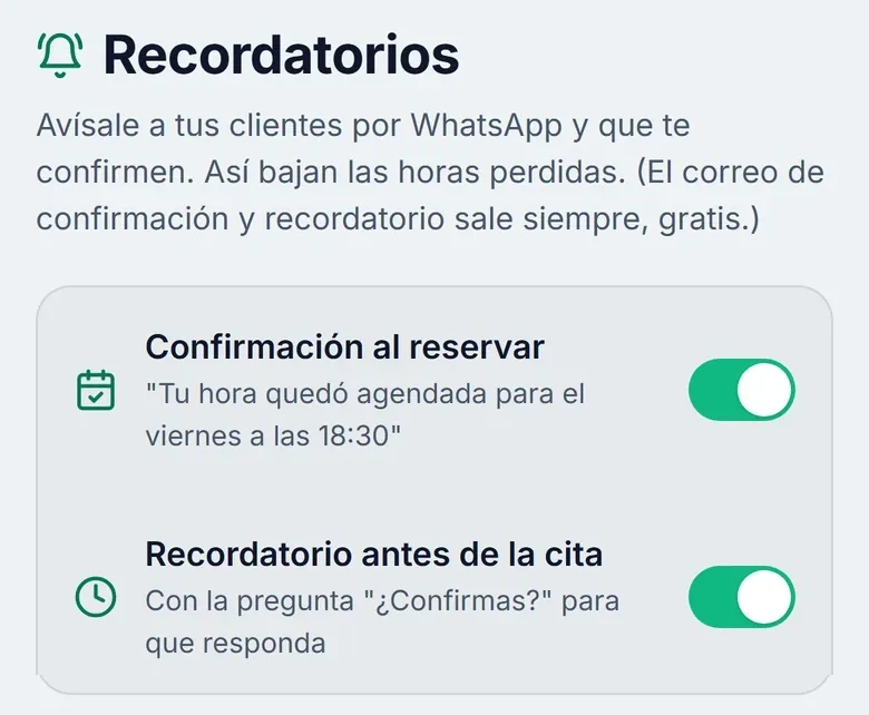 Recordatorios por WhatsApp